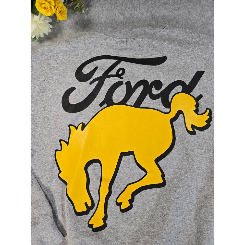 Ford Bronco Graphic Sweatshirt Adult Medium Gray Crewneck Pullover Truck Logo - Picture 9 of 9